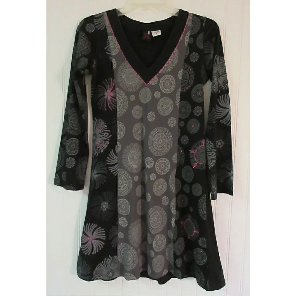 Aller Simplement dress artsy boho print sz Small